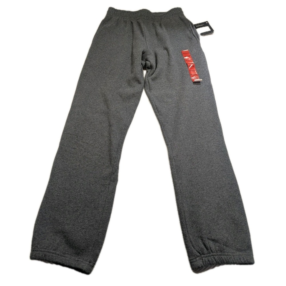 FILA Mens Medium Gray Fleece Sweatpants Joggers Drawstring Elastic Logo NWT
